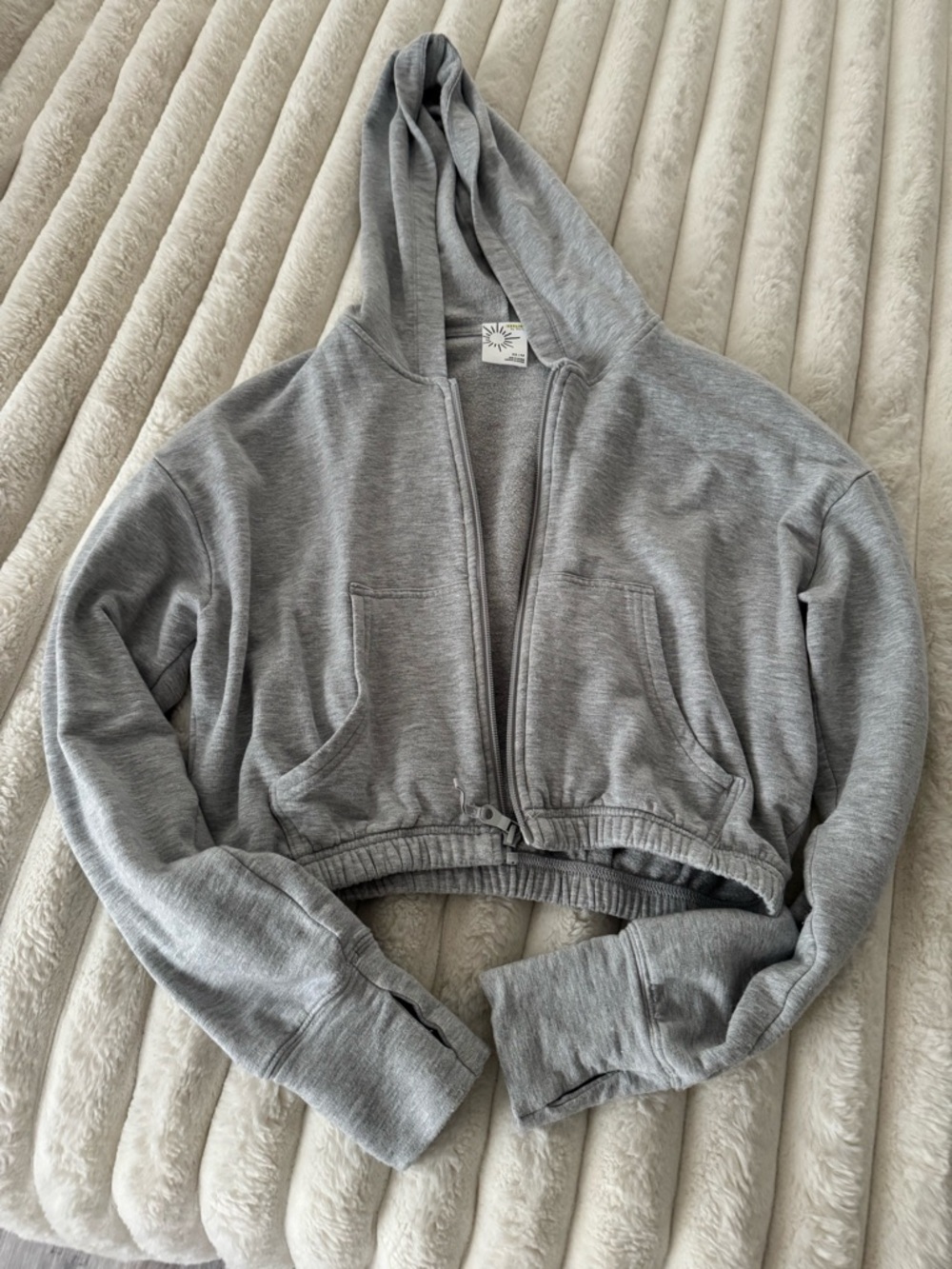 Gray Cropped aerie offline Zip Hoodie